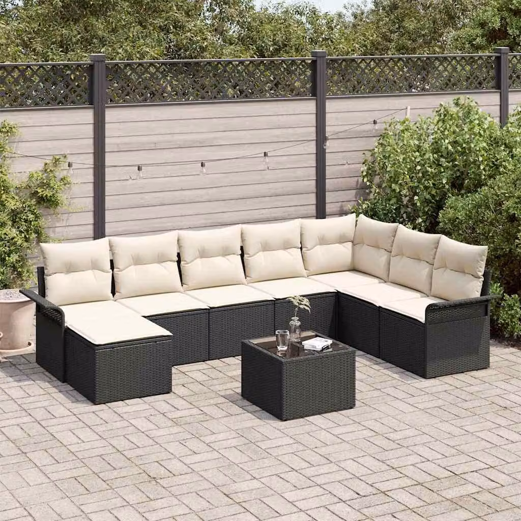 Maison Exclusive - Set Divano da Giardino con cuscino 9 pcs Marrone Poly Rattan