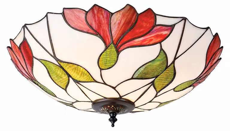 Lampada da soffitto rotonda BOTANICA marrone 2xE27x20W in vetro, dimensioni: 16x45x45 cm, IP20, stile Tiffany