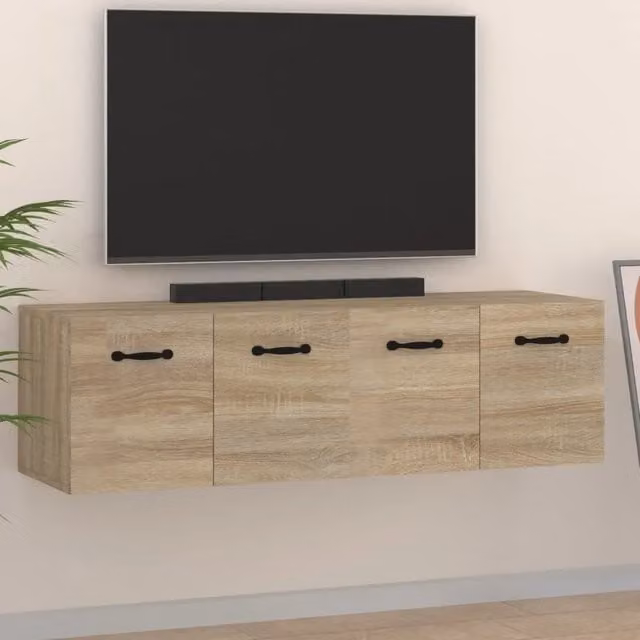 Set di 2 mobili da parete vidaXL in legno color rovere, design moderno con finitura opaca, L: 80 cm, P: 35 cm, H: 36,5 cm – 1