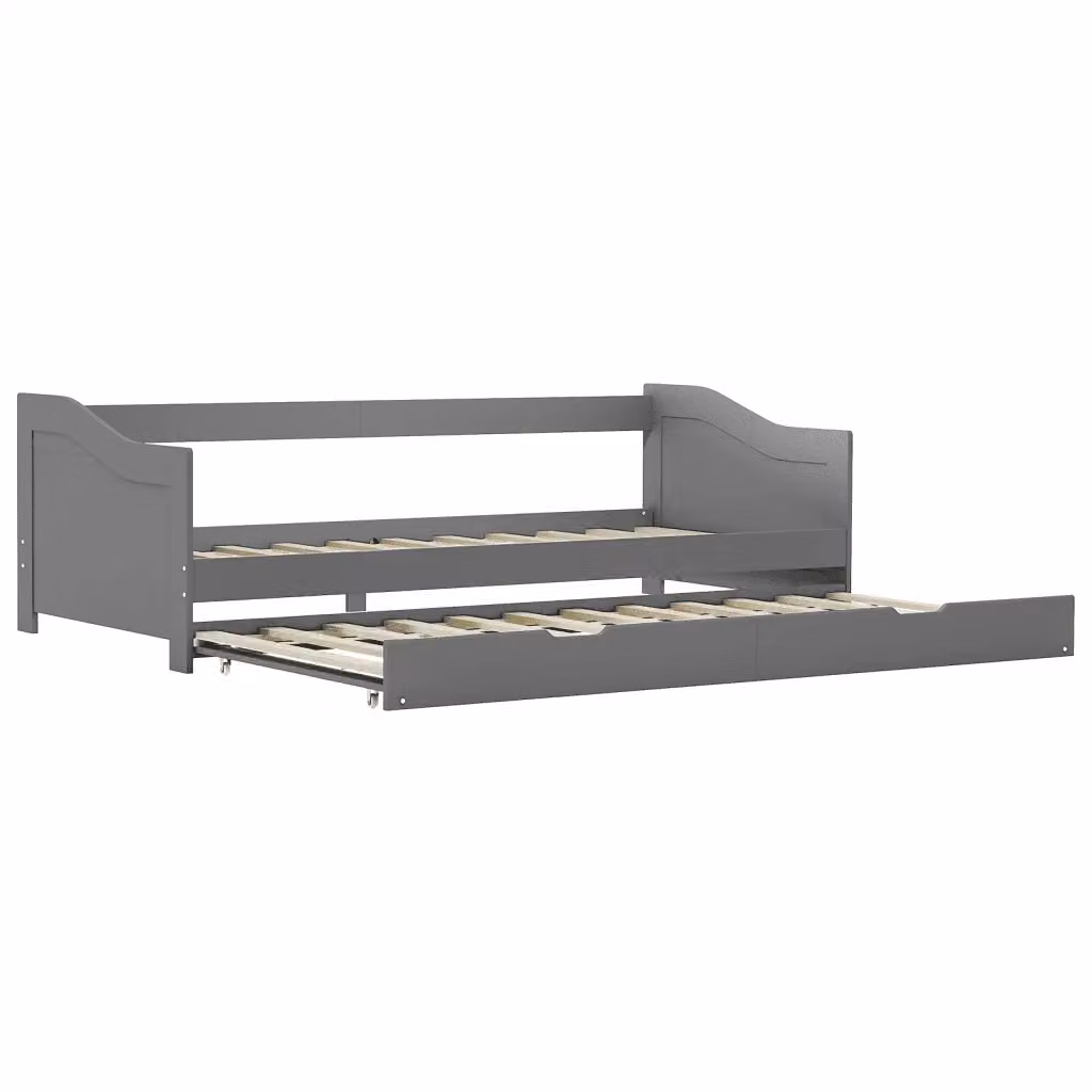Dormeuse estraibile vidaXL in tessuto grigio con struttura in legno e metallo L/P/H: 205 x 90 x 66 cm – 2