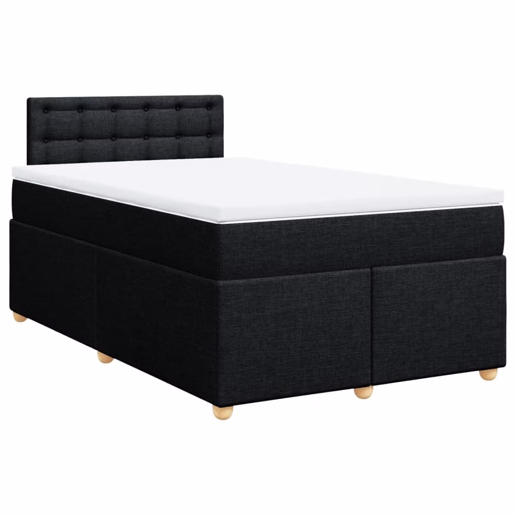 Giroletto a Molle con Materasso Nero 120x190 cm in Tessuto