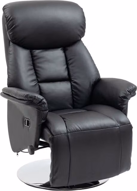 Poltrona Relax HOMCOM con Poggiapiedi, Funzione Lettura e Rotazione 360°, Ecopelle, Nero, L: 78 cm, P: 80 cm, H: 109 cm – 1