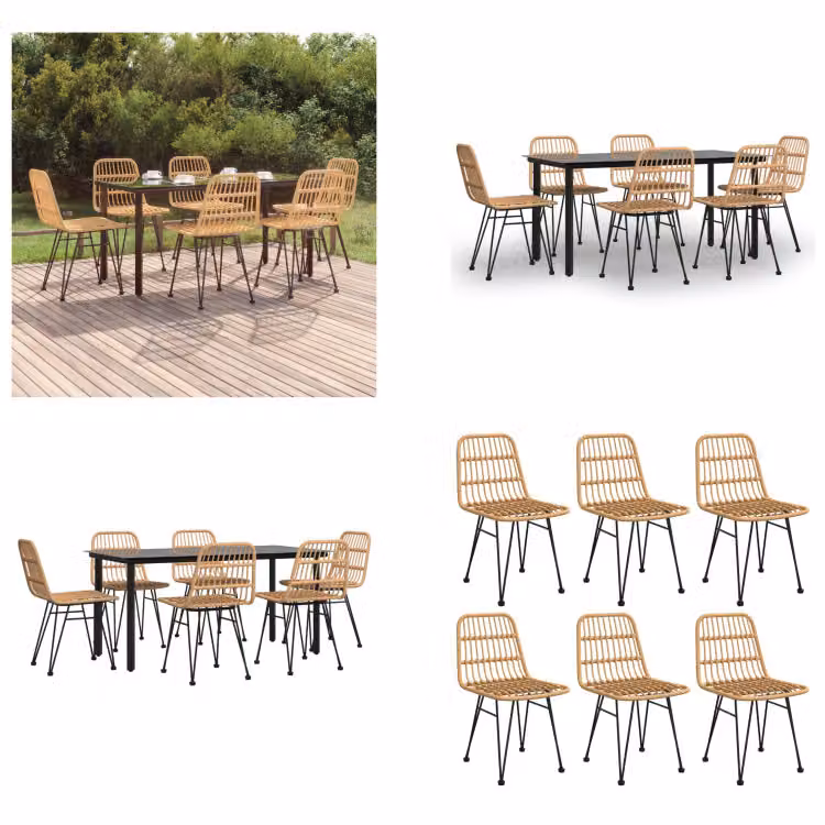 vidaXL set da pranzo da giardino 7 pezzi in polirattan - set da pranzo da giardino - set da pranzo da terrazza - set da pranzo da esterno