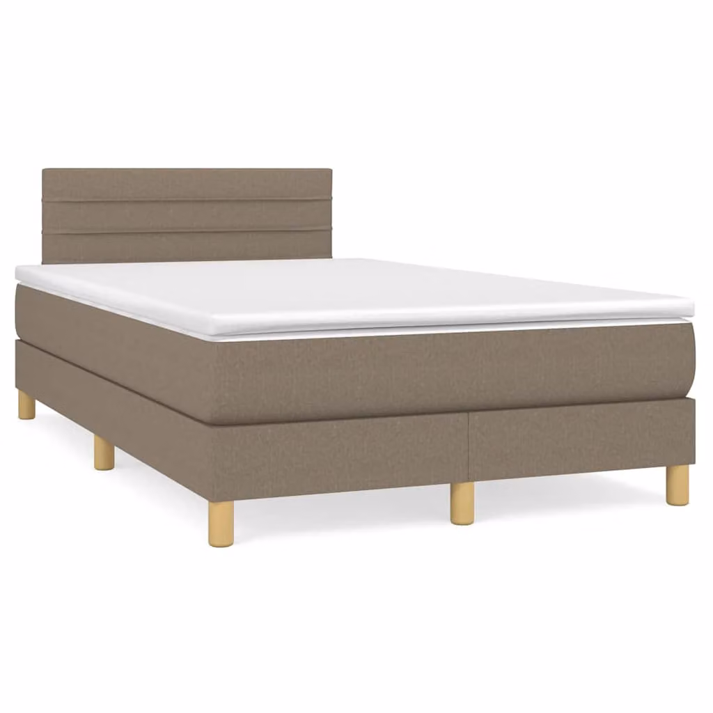 Letto Ibrido vidaXL con Materasso, Illuminazione LED Sotto il Letto e Porte USB, Tessuto Beige e Legno di Larice, L/P: 120 x 200 cm