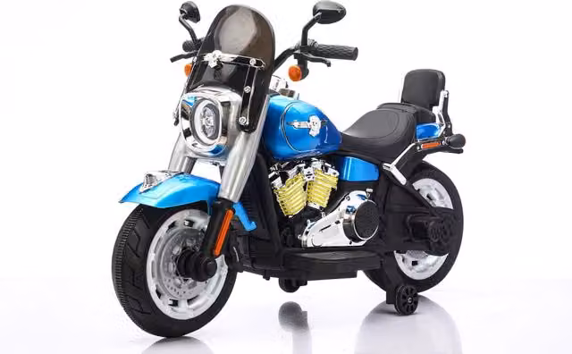 Moto Elettrica per Bambini Cruiser Acceleratore a Manubrio 12V 7Ah Blu Metallizzato