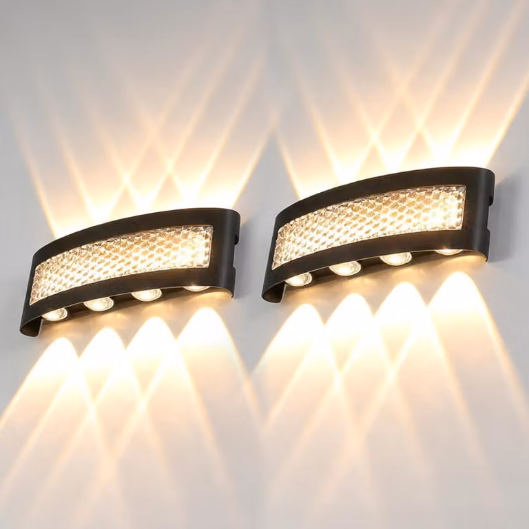 Lampade da parete, set da 2, 10 W, 3000 K, grado di protezione IP65, alluminio, colore nero