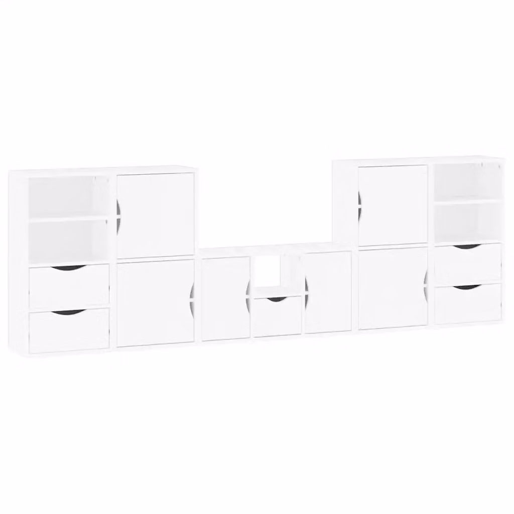 Set di mobili TV ODDA vidaXL in legno di pino bianco con contenitore, stile rustico – 2