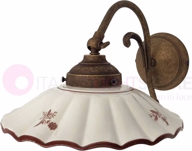 Applique da Parete Altopascio di Ceramiche Borso in Ceramica e Ottone, Stile Rustico Country, Colore Marrone
