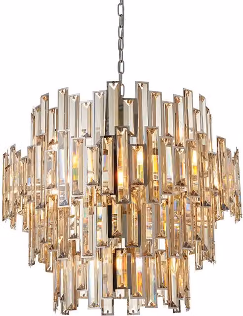 Lampadario a sospensione Viviana Endon in cristallo color champagne con 15 lampadine E14