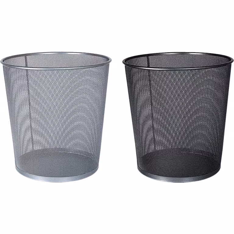 Cestino da ufficio in metallo mesh Vestiamo Casa, disponibile in nero o argento, H 30 cm x Diametro 27 cm
