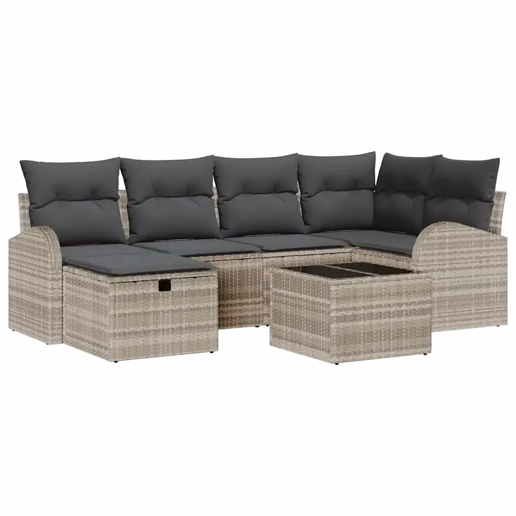 Set di divani da giardino vidaXL in polyrattan grigio chiaro con cuscini inclusi – 2