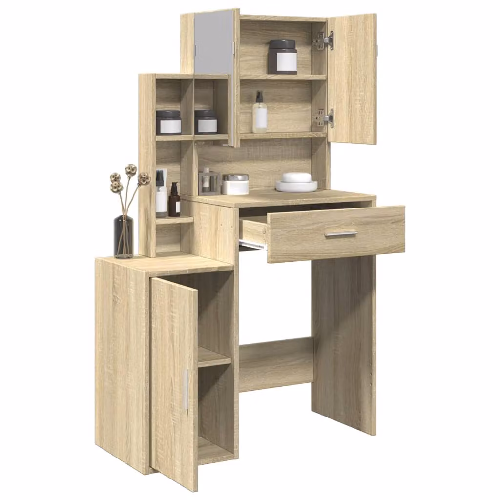 vidaXL Toeletta con Armadietto in Rovere Sonoma, Colore Marrone, L 80 cm x P 35 cm x H 132 cm