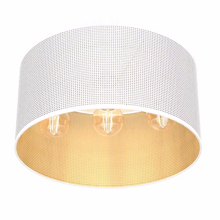 Lampada da soffitto Loft rotonda in rete bianca con interno dorato Paralume Loft 3xE27 15W Luminex