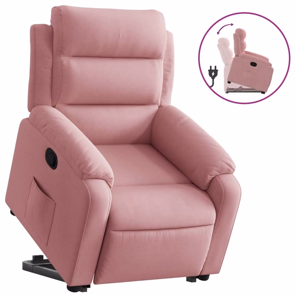 Poltrona relax con ausilio per l'alzata Velluto rosa