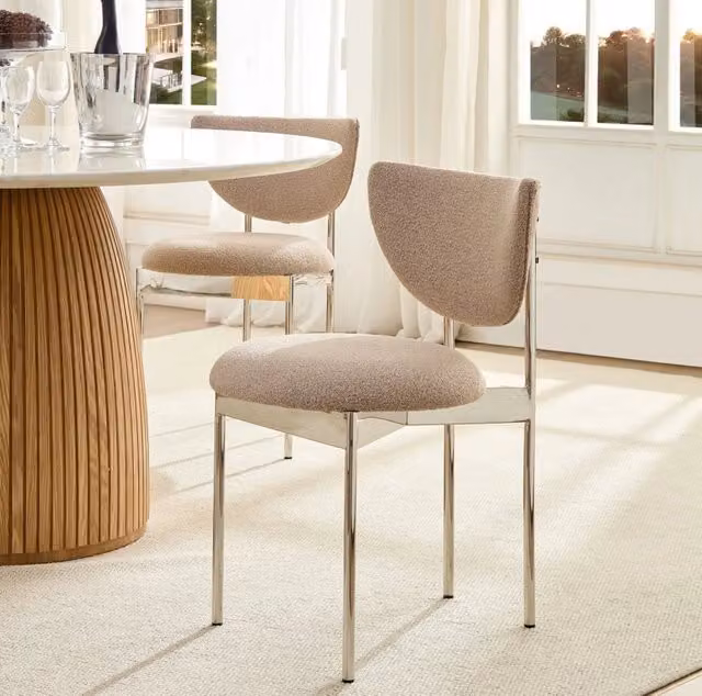 Sedia da pranzo 56x48x72 cm khaki chiaro tessuto e metallo senza braccioli
