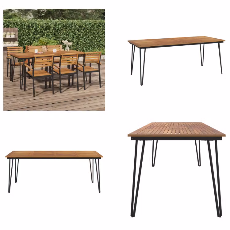 vidaXL Tavolo da giardino con gambe a forcina 200x90x75 cm in legno massello di acacia - Tavolo da giardino - Tavoli da giardino - Tavolo da esterno - Tavolo da terrazza
