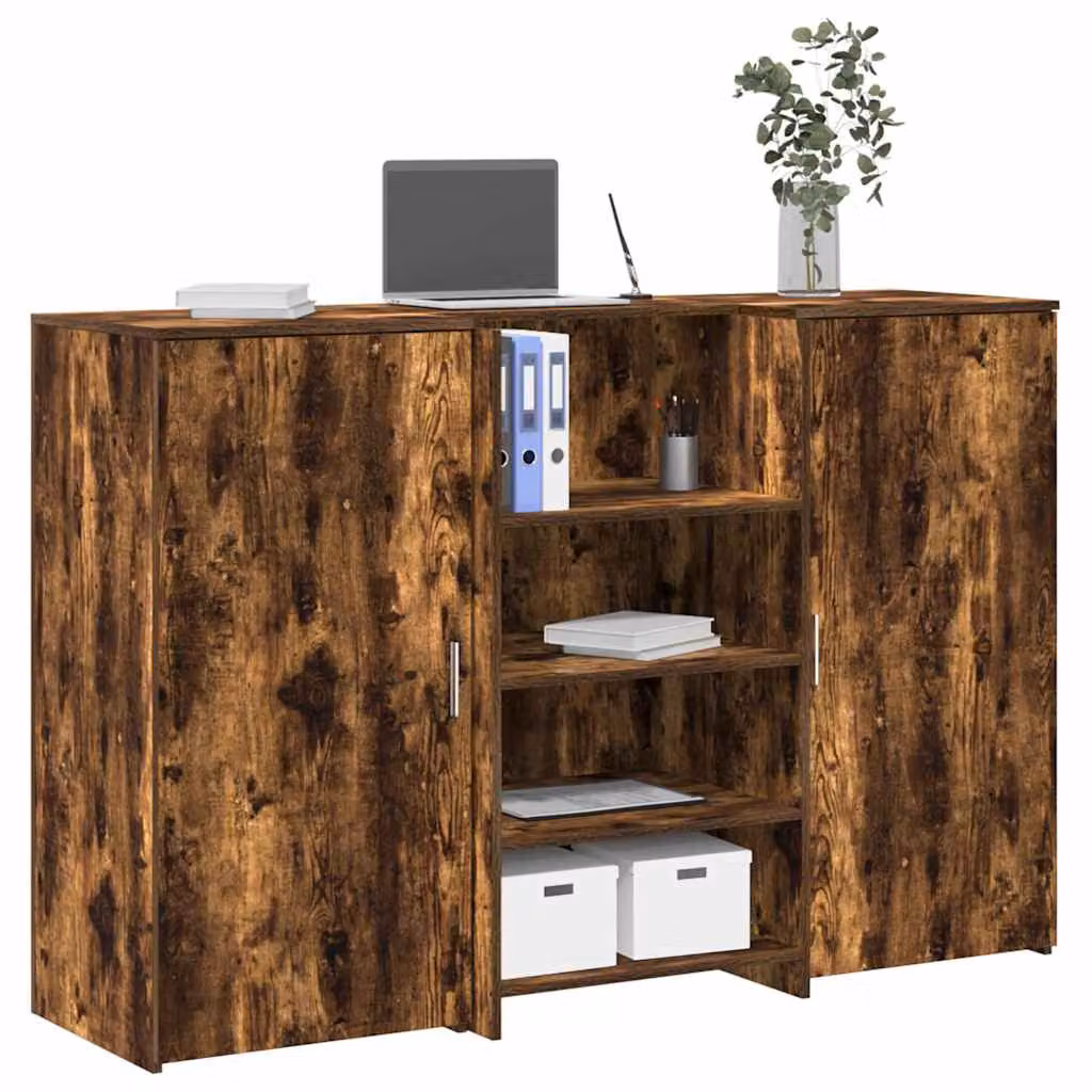 vidaXL Banco Reception Rovere Fumo in Legno Multistrato L: 155 cm, P: 50 cm, H: 103,5 cm
