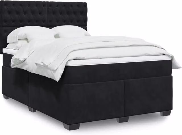 Letto Ibrido con Materasso in Velluto Nero vidaXL L/P: 140 x 190 cm
