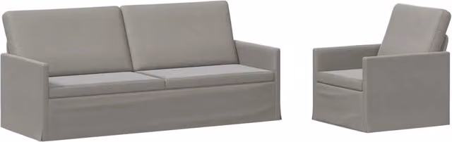 Set di 2 divani moderni vidaXL in velluto grigio con struttura in metallo per soggiorno o ufficio