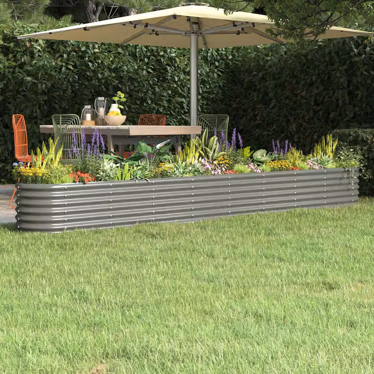 Letto rialzato da giardino vidaXL in acciaio zincato grigio L: 332 cm, P: 40 cm, H: 36 cm