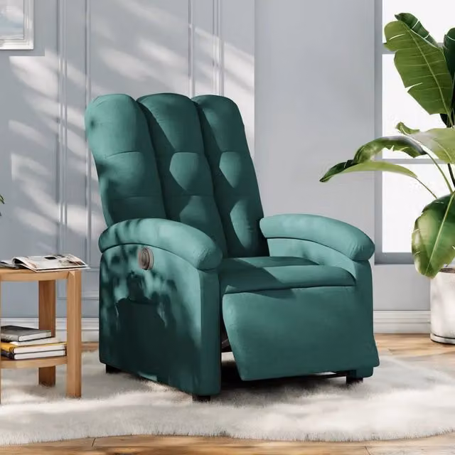 Poltrona Elettrica Reclinabile-Divano Sedia Verde Scuro in Tessuto 427735