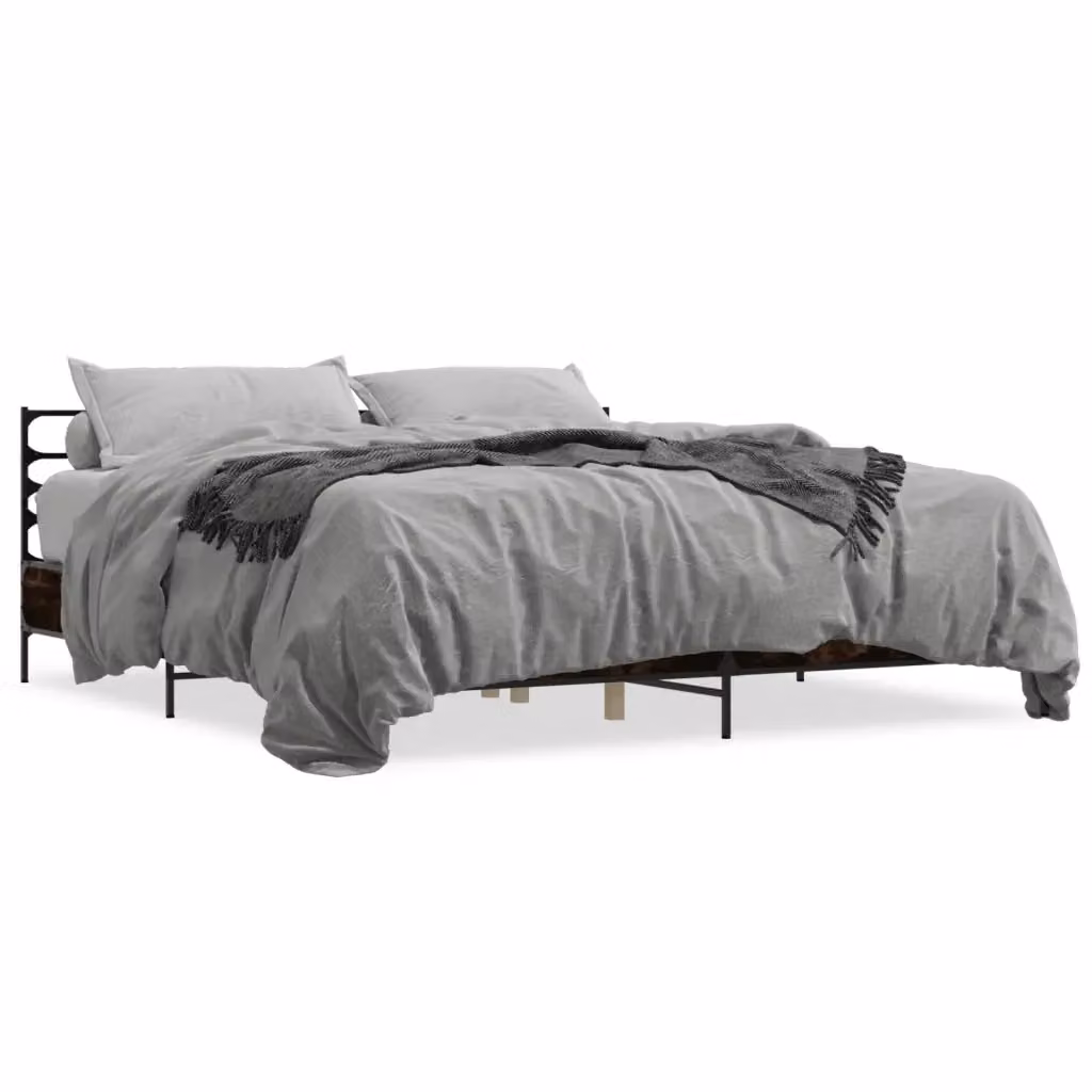 Giroletto vidaXL in legno e metallo color rovere fumo L: 180 cm, P: 200 cm, H: 74 cm – 2