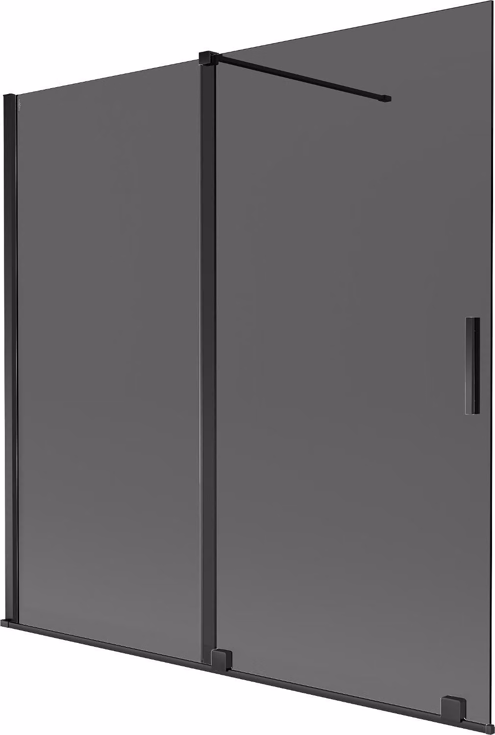 Mexen Velar paratia vasca da bagno a 2 ante scorrevoli 160 x 150 cm, grafite, nero - 896-160-000-41-70