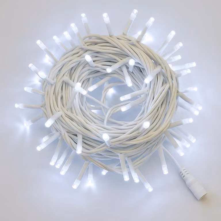 Catena luminosa con 100 LED, 10 metri, colore bianco, grado di protezione IP65, espandibile, effetto lampeggiante