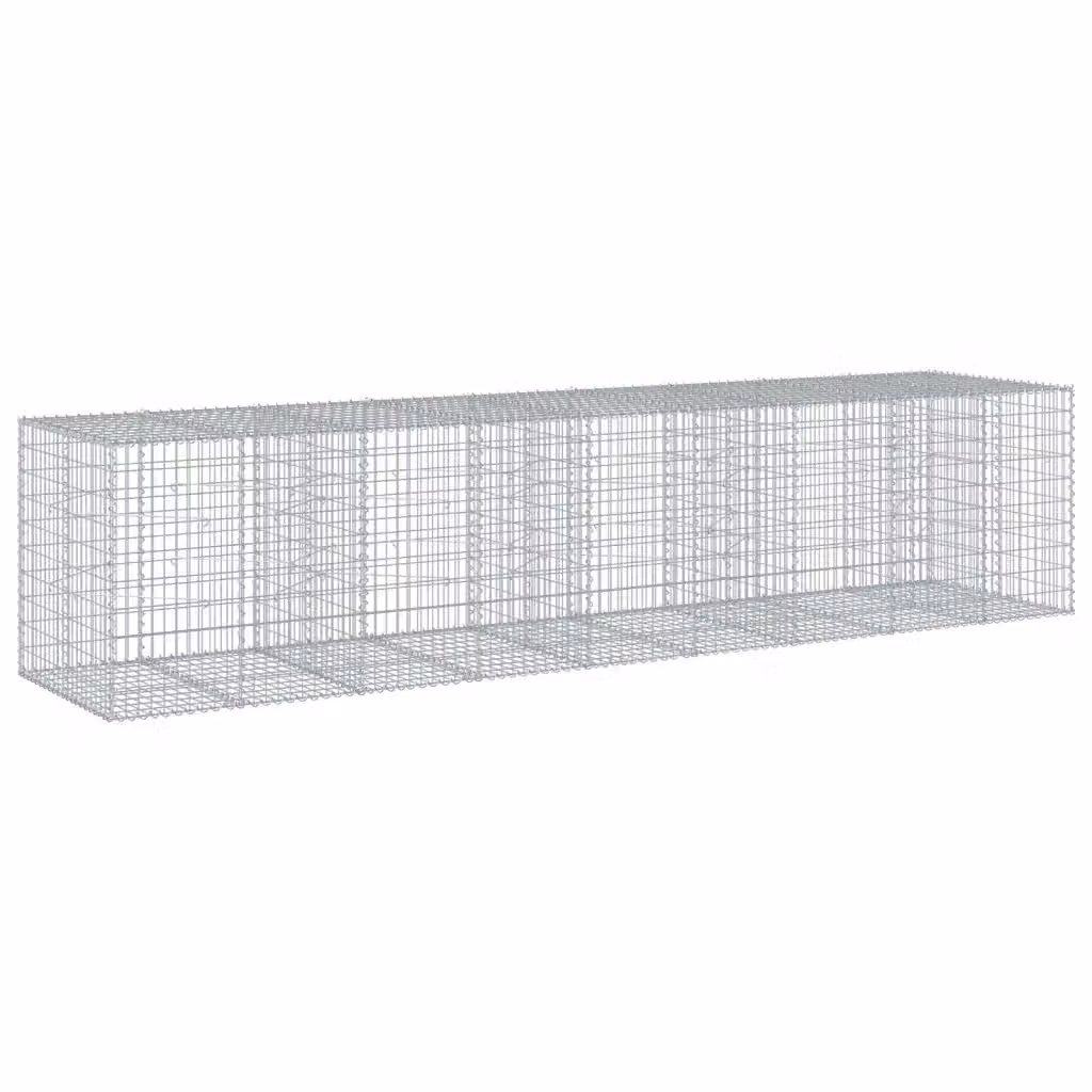 vidaXL Cesto Gabbione con Copertura in Ferro Zincato Argento L/P/H: 450 x 100 x 100 cm – 2