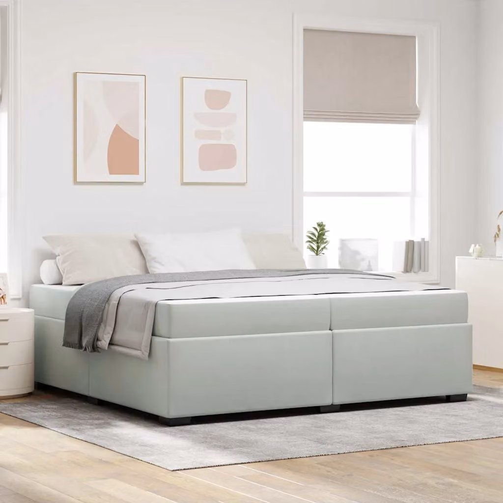 Struttura del letto moderna vidaXL in tessuto grigio con legno ingegnerizzato L/P: 200 x 200 cm – 1