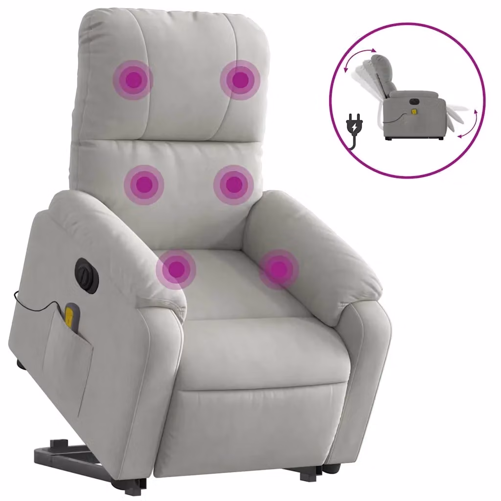 vidaXL Poltrona a Rialzo Reclinabile con Assistenza Elettrica in Microfibra Grigia per Senior – 2