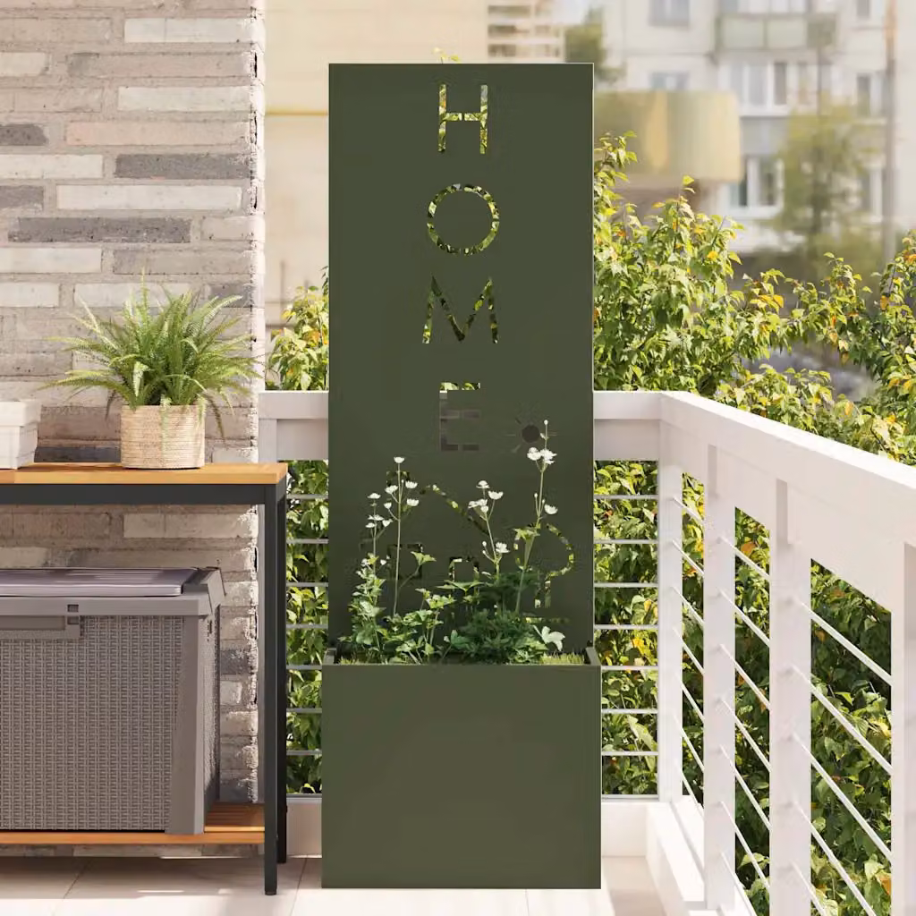 vidaXL Paravent per privacy in giardino Oliver, verde, in acciaio, L 50 x P 32 x H 150 cm
