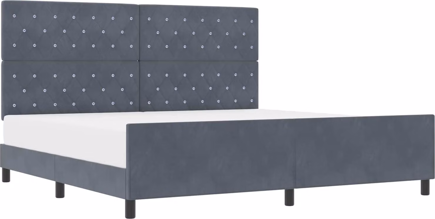 Letto a molle con testata grigio scuro 200 x 200 cm in velluto