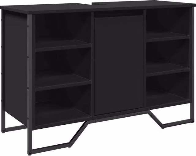 Mobile bagno moderno sospeso HELLOSHOP26 in legno e metallo nero opaco L: 91 cm, P: 35 cm, H: 60 cm – 1