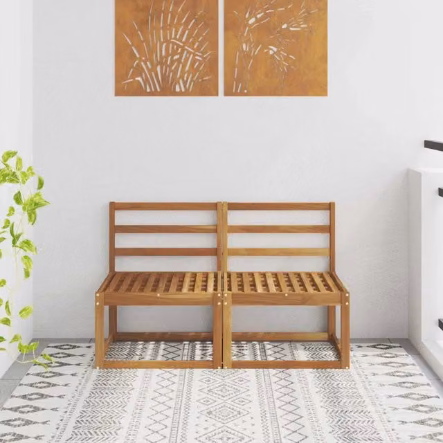 Set di 2 pezzi di divani centrali da esterno vidaXL in legno di acacia massello marrone L: 118 cm, P: 73 cm, H: 63 cm