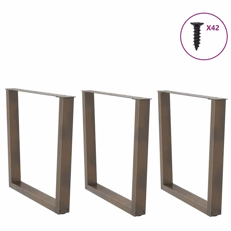 Set di 3 gambe per tavolo da pranzo a forma di V vidaXL in metallo color argento o bronzo, design moderno geometrico, H: 80 x (72-73,3) cm