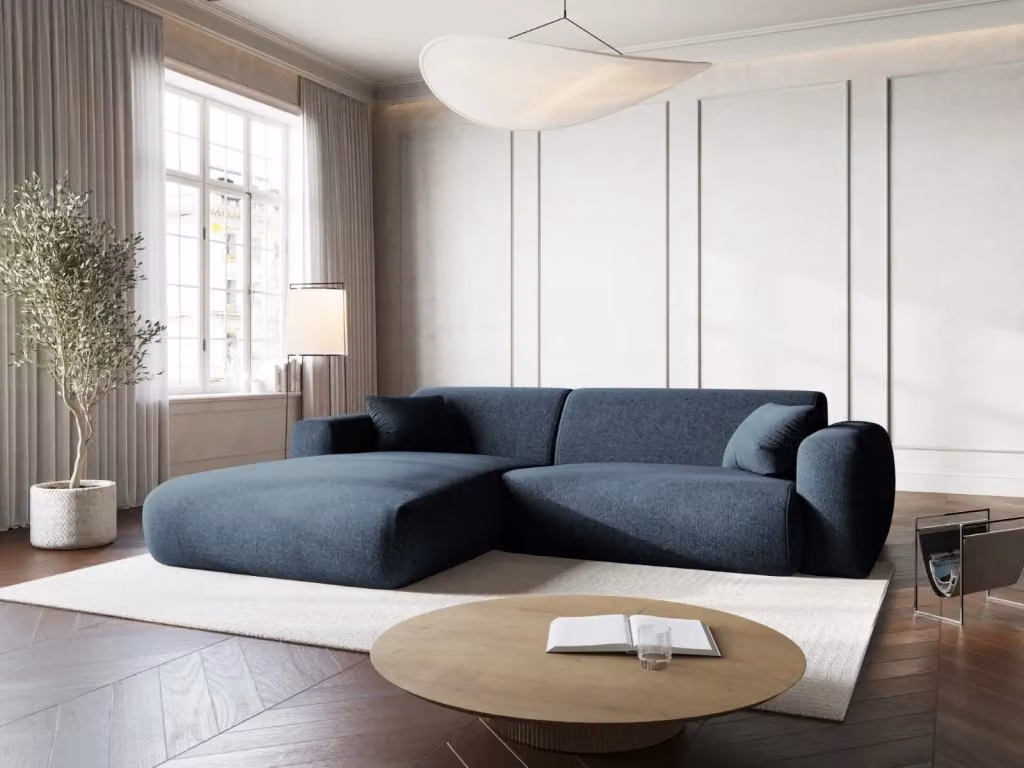 Divano angolare sinistro Nolio Cosmopolitan Design a 4 posti in ciniglia blu reale L/P/H: 235 x 170 x 72 cm – 2