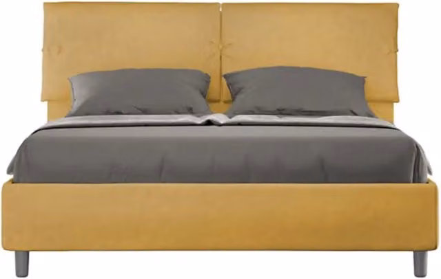 Letto matrimoniale contenitore imbottito Ityhome in microfibra giallo L/P: 160 x 200 cm