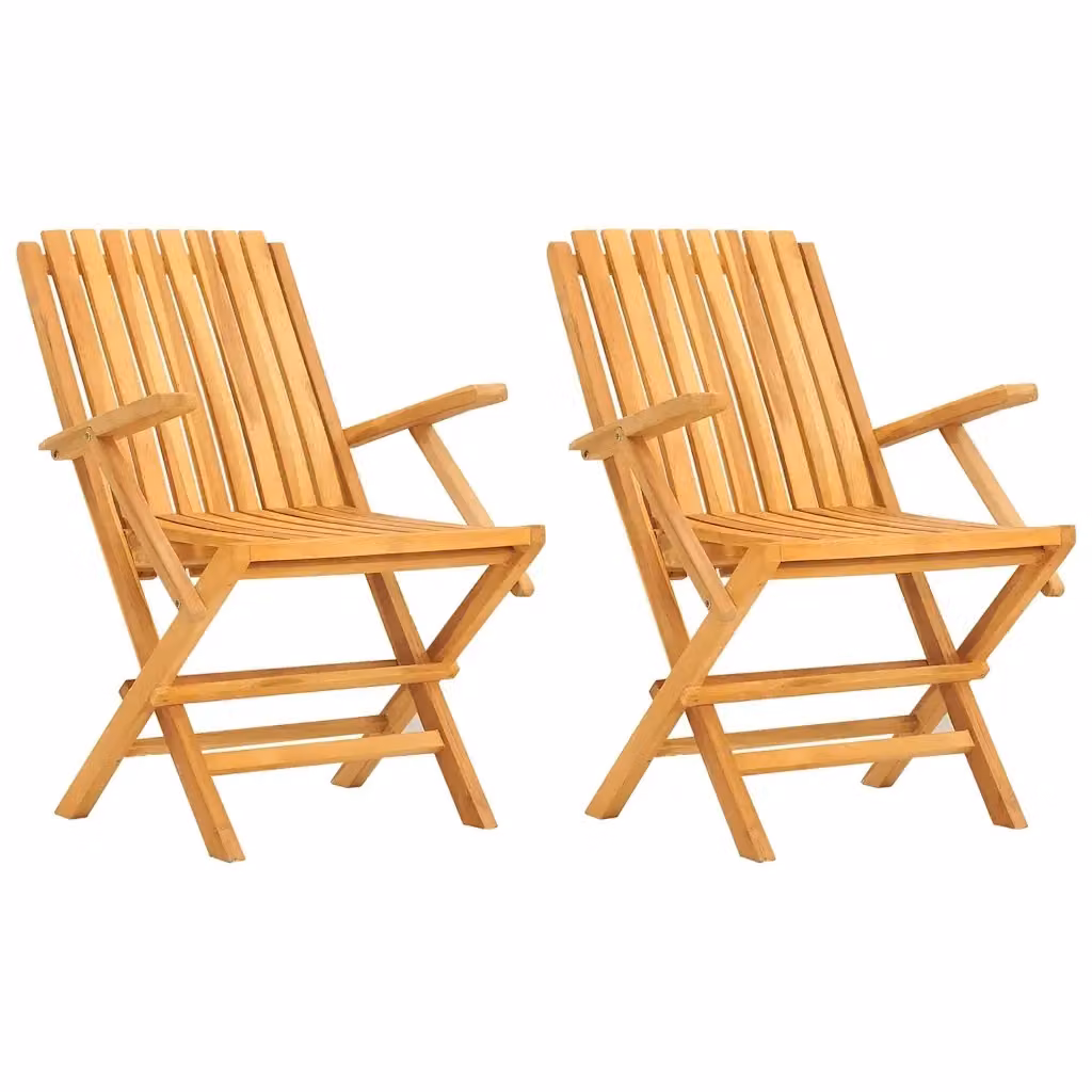 Set di 2 sedie pieghevoli vidaXL in legno di teak marrone L: 61 cm, P: 67 cm, H: 90 cm – 2
