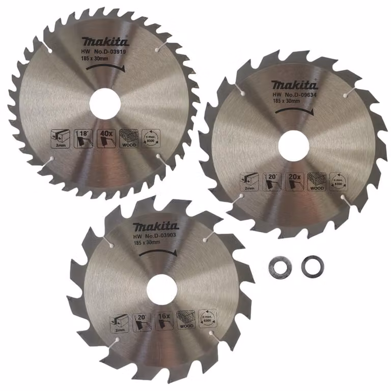 Set di lame Makita HW per seghe circolari 185 mm x 30 mm 3 pezzi D-44769