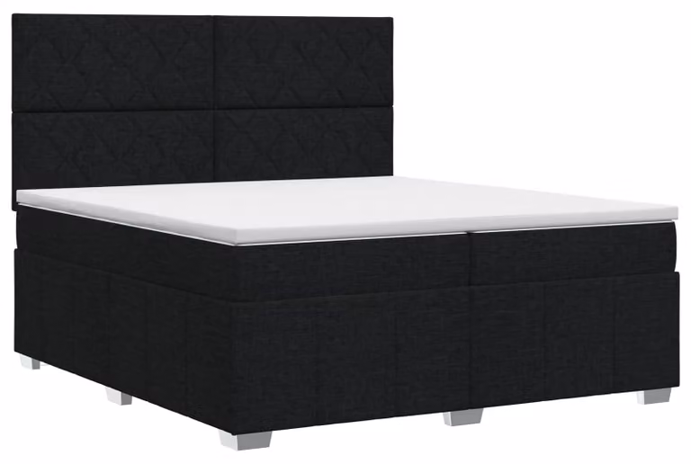 Letto a molle con materasso nero 200 x 200 cm in tessuto
