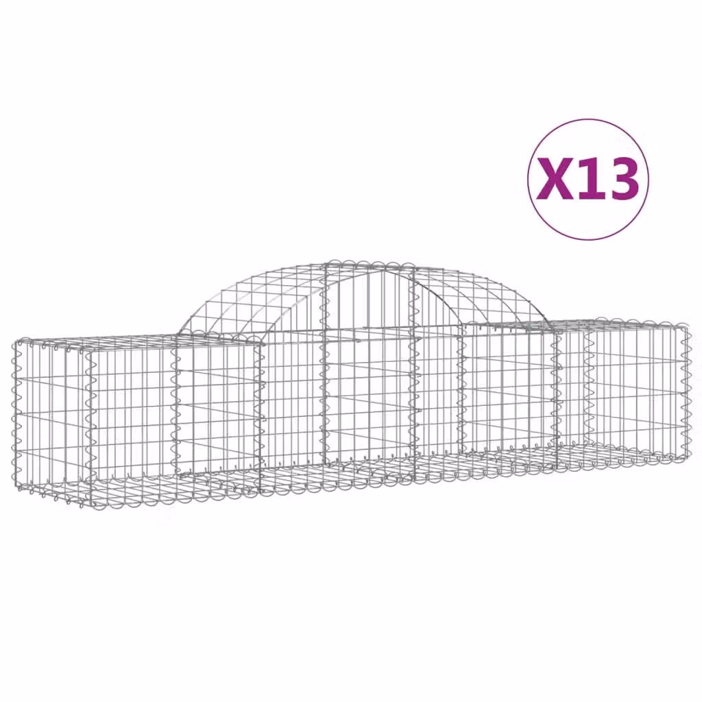 Cesti Gabbioni ad Arco 13 pz 200x50x40/60 cm Ferro Zincato