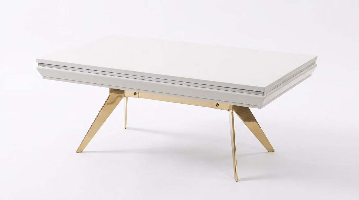 Tavolino da salotto, stile moderno, colore bianco, pratico, confortevole, forma rettangolare