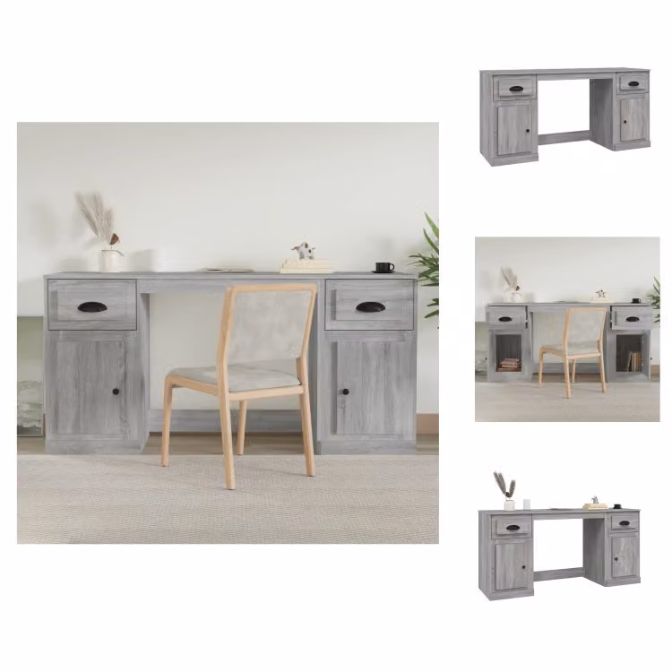 vidaXL Scrivania con contenitore in legno grigio Sonoma - Scrivanie