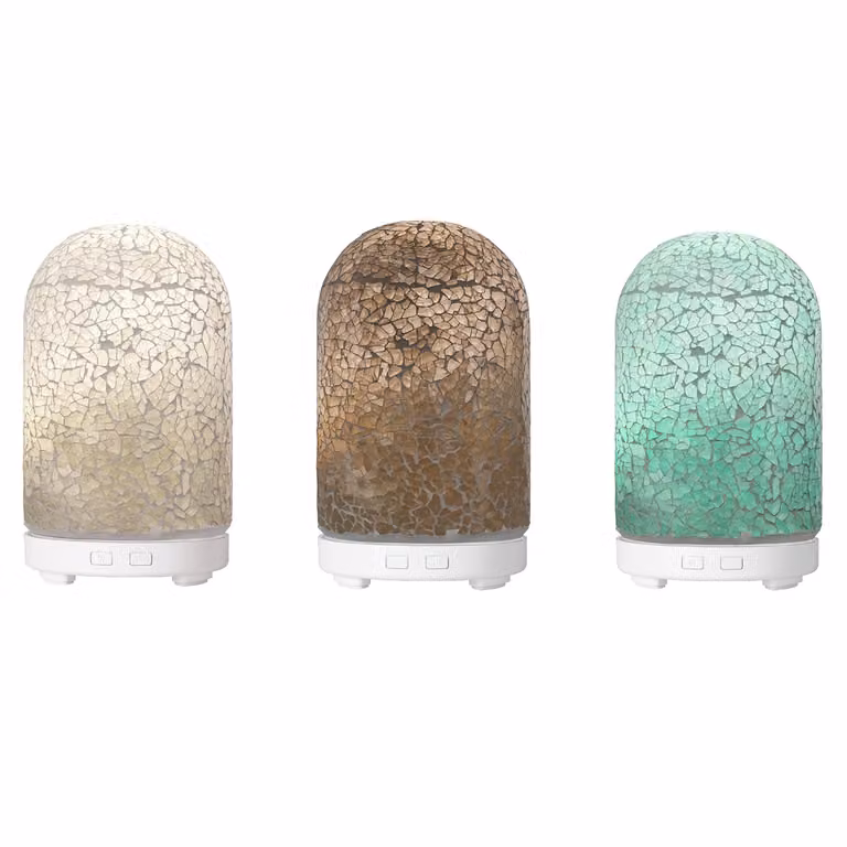 Dictrolux Diffusore di Essenze a Ultrasuoni con Effetto Mosaico in Vetro Multicolore 100 ml 12 Watt