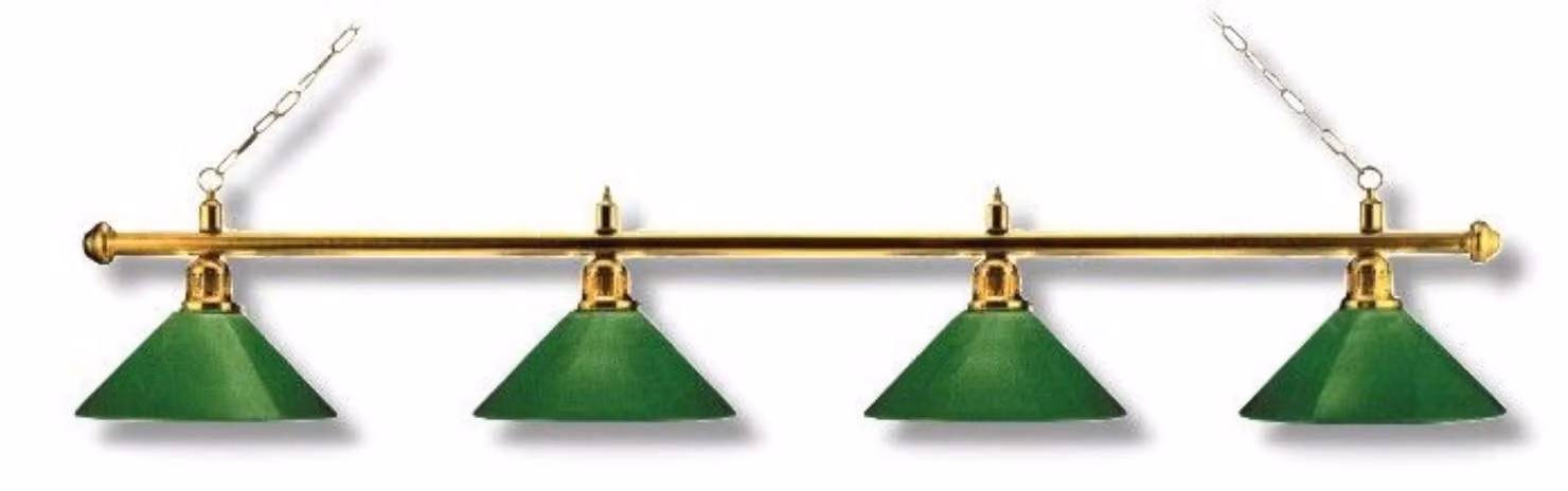 Lampada biliardo London 4 paralumi, ottone/verde
