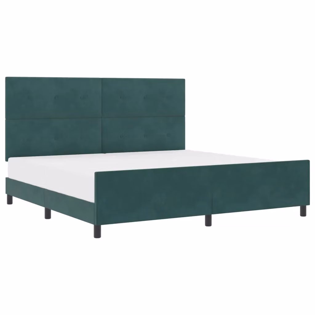 Letto a molle moderno vidaXL in velluto verde con testiera, L/P/H: 200 x 200 x 128 cm – 2