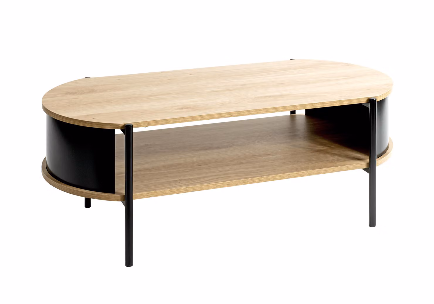 Tavolino HAKU in rovere naturale e nero - Metallo, MDF, L/A/P: 100x37x54 cm