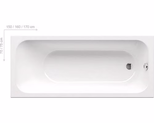 Vasca rettangolare RAVAK CHROME SLIM 170x75 cm bianco neve C741300000
