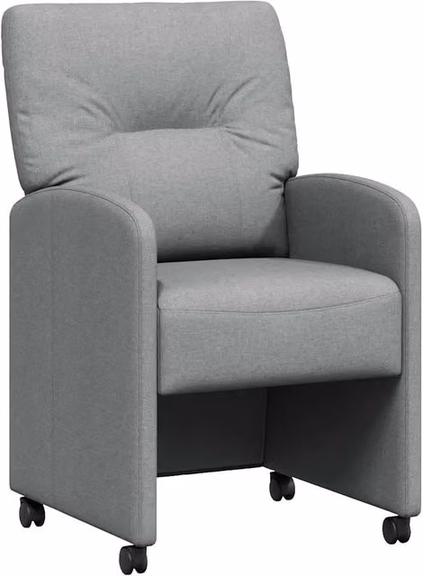 Set di 2 sedie da pranzo con ruote e braccioli in tessuto grigio, design minimalista per cucina e sala da pranzo, H x L x P: 95 x 57 x 67 cm